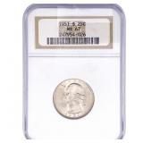 1951-S Washington Silver Quarter NGC MS67