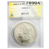 1880-S Morgan Silver Dollar ANACS MS62