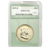 1957-D Franklin Half Dollar NTC MS64 FBL