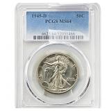 1945-D Walking Liberty Half Dollar PCGS MS64