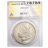 1904-O Morgan Silver Dollar ANACS MS63