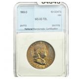 1963-D Franklin Half Dollar NNC MS66 FBL