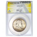1955 Franklin Half Dollar ANACS MS65 FBL