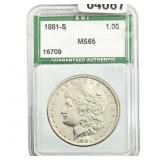 1881-S Morgan Silver Dollar ANI MS65