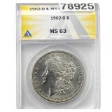 1902-O Morgan Silver Dollar ANACS MS63