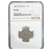 1873 Shield Nickel NGC VF30