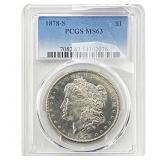 1878-S Morgan Silver Dollar PCGS MS63