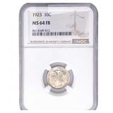 1923 Mercury Silver Dime NGC MS64 FB