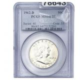 1962-D Franklin Half Dollar PCGS MS64 FBL
