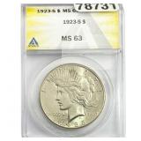 1923-S Silver Peace Dollar ANACS MS63