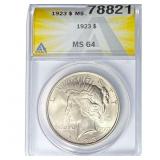1923 Silver Peace Dollar ANACS MS64