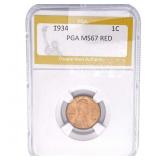 1934 Wheat Cent PGA MS67 Red