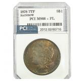 1878 7TF Morgan Silver Dollar PCI MS66+ PL Rainbow