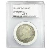1829 Capped Bust Half Dollar PCC VG8 Large Letters
