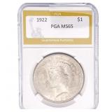 1922 Silver Peace Dollar PGA MS65
