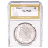 1880-S Morgan Silver Dollar PGA MS65+