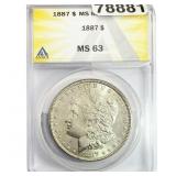 1887 Morgan Silver Dollar ANACS MS63