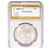 1884-CC Morgan Silver Dollar PGA MS65