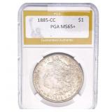 1885-CC Morgan Silver Dollar PGA MS65+