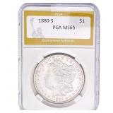 1880-S Morgan Silver Dollar PGA MS65