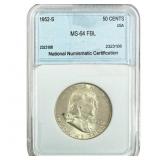 1952-S Franklin Half Dollar NNC MS64 FBL Key Date