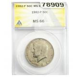 1982-P Kennedy Half Dollar ANACS MS66