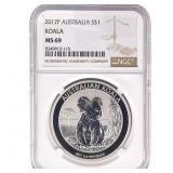 2017-P Austrailia 1oz SIlver Dollar-Koala NGC MS69