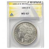 1881-O Morgan Silver Dollar ANACS MS62