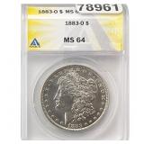 1883-O Morgan Silver Dollar ANACS MS64