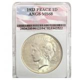 1923 Silver Peace Dollar ANGS MS68