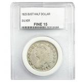 1823 Capped Bust Half Dollar PCC F15 Silver