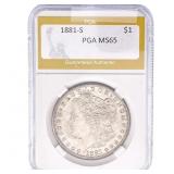 1881-S Morgan Silver Dollar PGA MS65