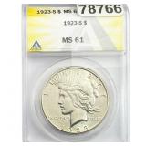 1923-S Silver Peace Dollar ANACS MS61