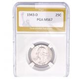 1943-D Washington Silver Quarter PGA MS67