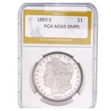 1880-S Morgan Silver Dollar PGA MS66 DMPL