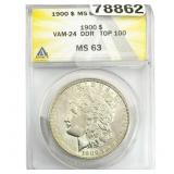 1900 Morgan Silver Dollar ANACS MS63