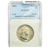 1948-D Franklin Half Dollar NNC MS66 FBL