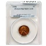 1958 Wheat Cent PCGS PR67 RD CAM