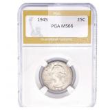 1945 Washington Silver Quarter PGA MS66