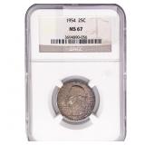 1954 Washington Silver Quarter NGC MS67