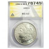 1886 Morgan Silver Dollar ANACS MS63