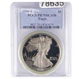 1990-S Silver Eagle PCGS PR70 DCAM