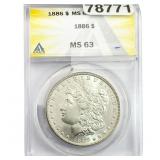 1886 Morgan Silver Dollar ANACS MS63