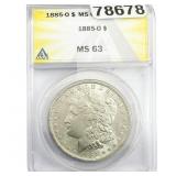 1885-O Morgan Silver Dollar ANACS MS63