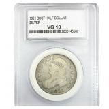 1821 Capped Bust Half Dollar PCC VG10