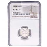 1944-D Mercury Silver Dime NGC MS67 FB