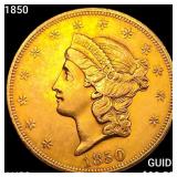 1850 $20 Gold Double Eagle CHOICE AU