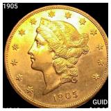 1905 $20 Gold Double Eagle CHOICE BU