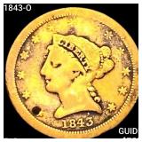 1843-O $2.50 Gold Quarter Eagle NICELY CIRCULATED