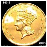 1860-S Rare Gold Dollar UNCIRCULATED